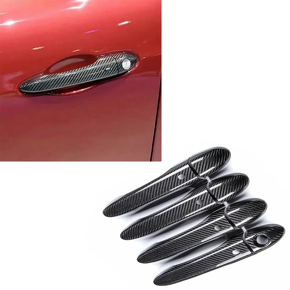 For LHD Maserati Ghibli Quattroporte Levante 100% Real Carbon Fiber Car Outer Exterior Door Handles Cover Trim Case Accessories