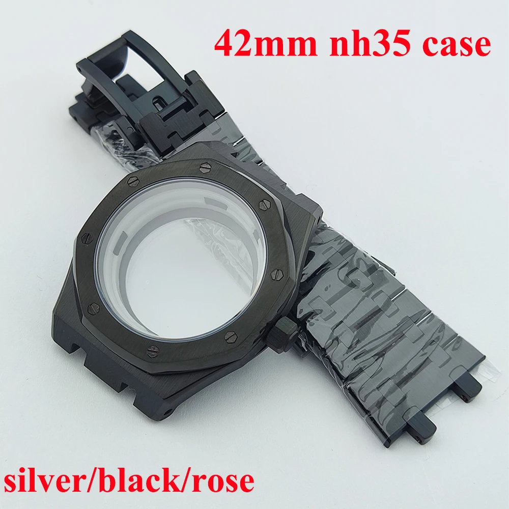 42mm Watch Case nh35 Case Bracelet Sapphire Crystal Stainless Steel Case Fit 31.8mm nh35 Dial Watch Parts