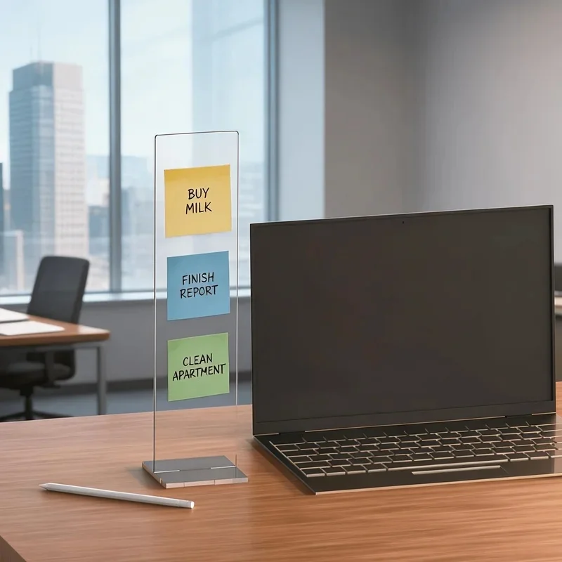 1pc Of Detachable Transparent Acrylic Memo Board, Computer Screen Memo Clip Board, Message Board, Office Desktop Accessories