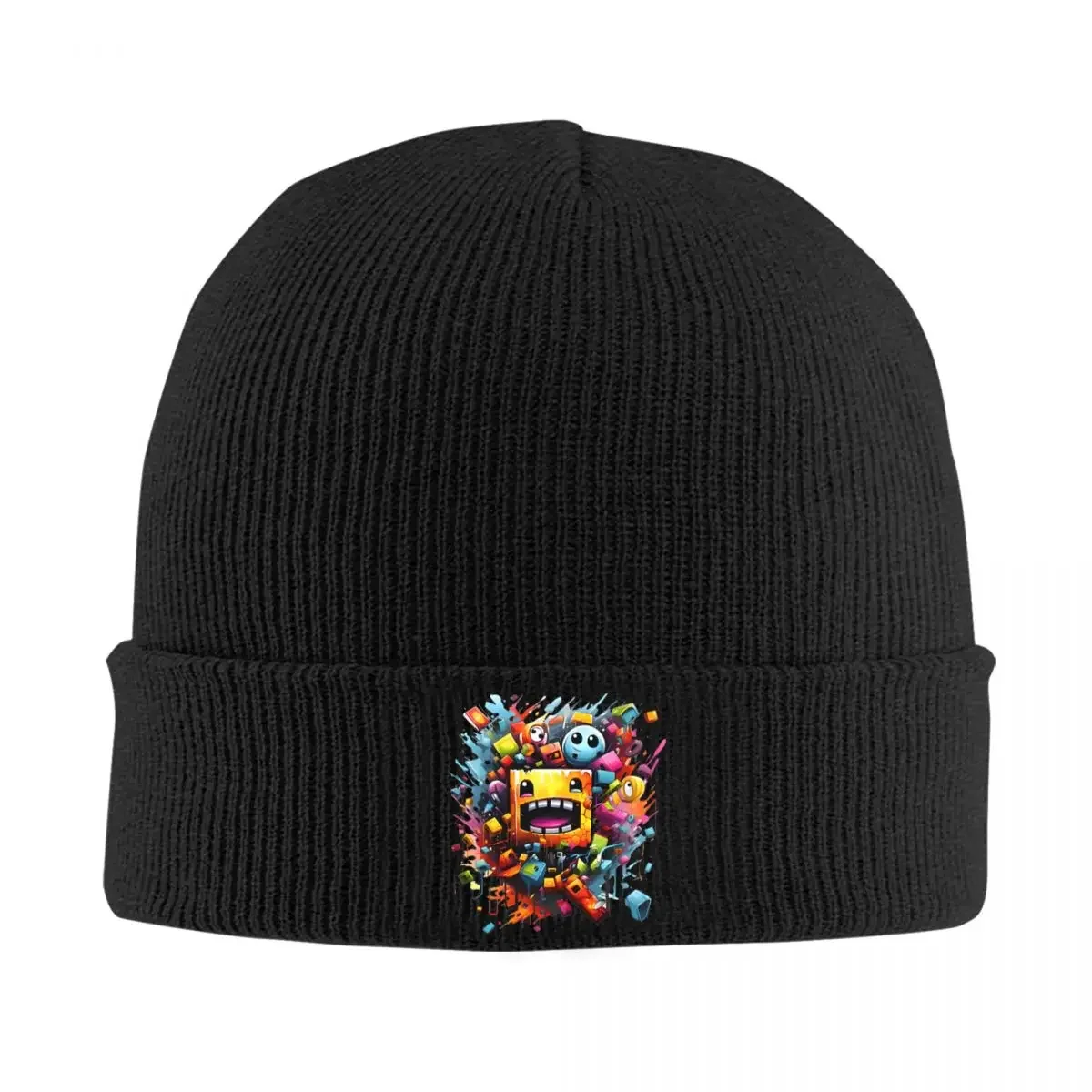 Geometry Cube Gaming Dash Knitted Hat Women's Men's Beanie Winter Hats Hip Hop Caps