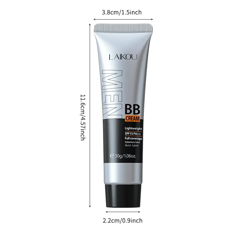 Crema BB para hombres, corrector Facial de cobertura completa, base de maquillaje de larga duración, resistente al agua, base líquida BB, cosméticos