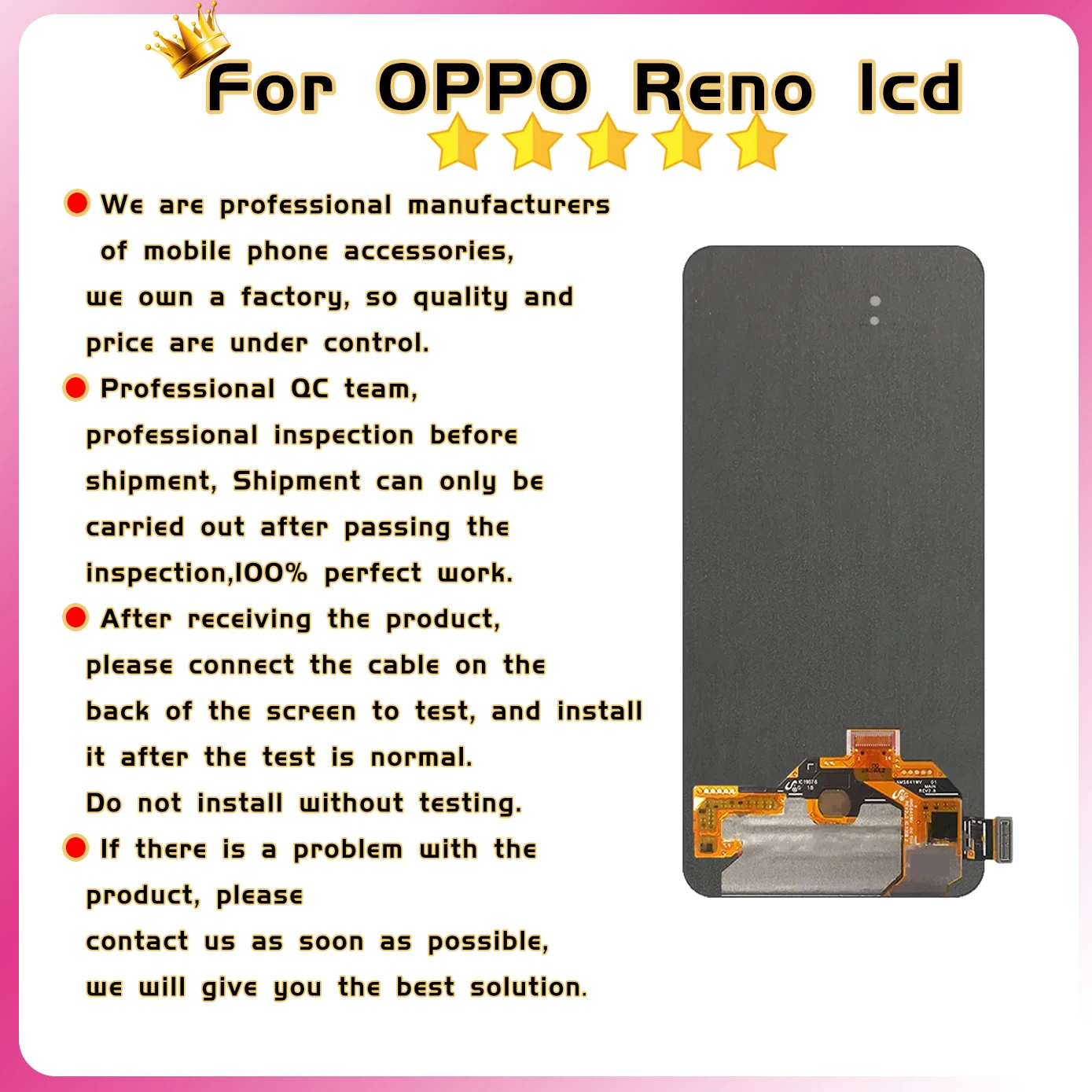 6.4\'\'Amoled Lcd for Oppo Reno Lcd Display Touch Screen with Frame for Oppo Reno Screen PCAM00 PCAT00 CPH1917 Digitizer Assembly