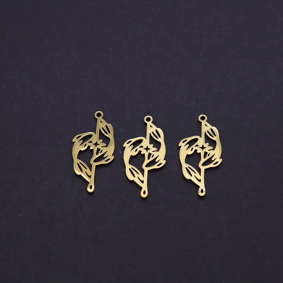 3pcs diy Trendy Marine Twin Dolphin Star Outline Necklace Charms  For Jewelry Making Crafts Finding Stainless Steel Pendant Bulk