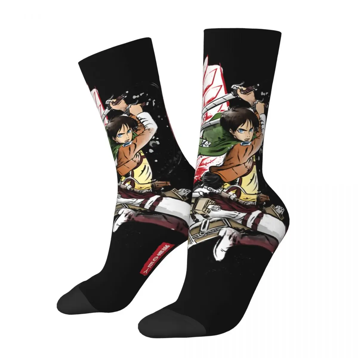 Hip Hop Vintage Soldier Eren Sticker Crazy Men's compression Socks Unisex Attack on Titan Street Style Seamless Printed Funny