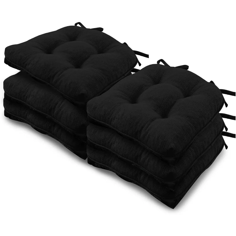 

Chair Cushions for Dining Chairs 6 Pack, Memory Foam Chair Cushion with Ties and Non Slip Backing, 15.5 x 15.5 inches Tufted