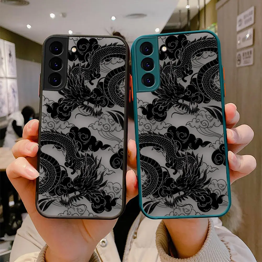 

Fashion Dragon Pattern Animal Matte Case Coque For Samsung Note 20 10 9 8 S22 S21 S20 S10 S10E S9 S8 Plus Lite Ultra 5G TPU Case