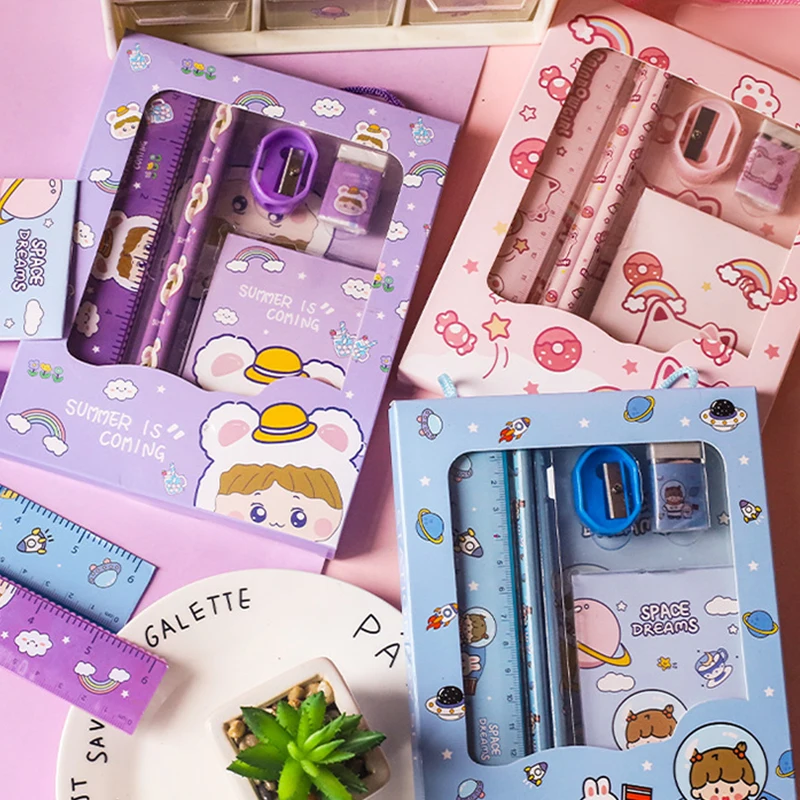 

1/3pcs Anime Stationery Set Pencil Eraser Ruler Pen Sharpener Children's School Supplies Stationery Party Gifts Pinata Fillers