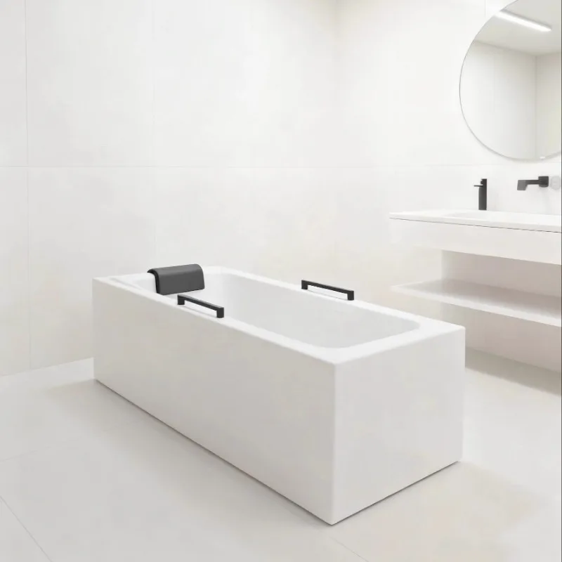 Acrylic freestanding movable thickened integrated molding household bathtub