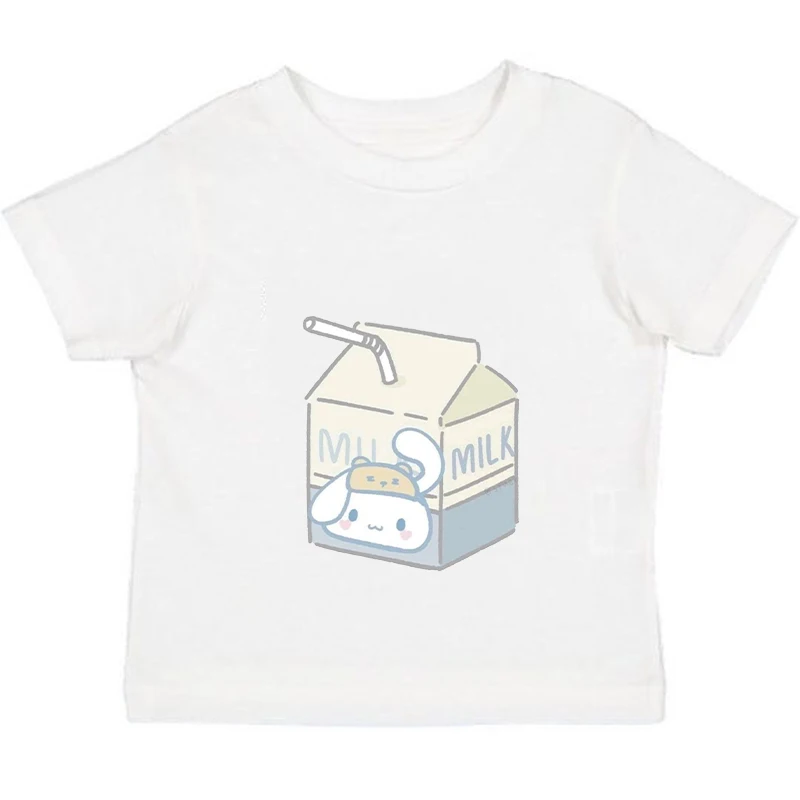 New Style Summer Sanrio Cinnamoroll Print Japanese Style Y2K Short Sleeve  Casual Versatile T-shirt Girl Slim Top