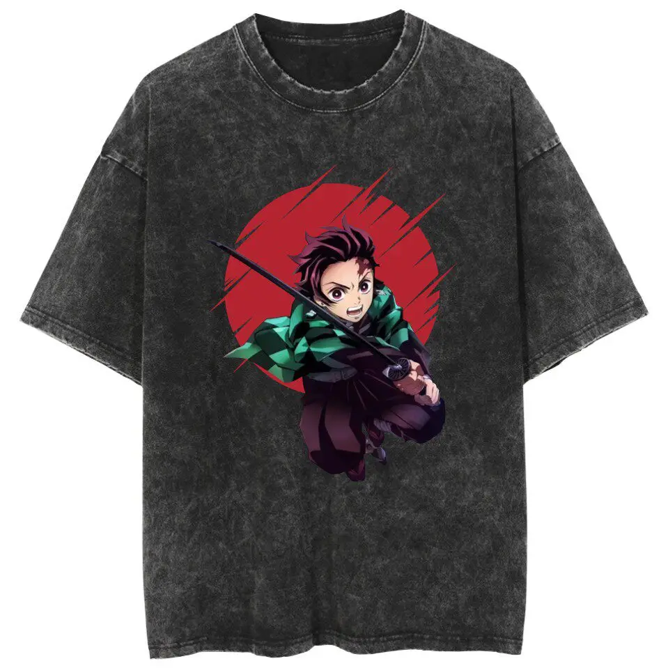 

Demon Slayer Inosuke Hashibira 2026 Summer Men Women Cotton T-Shirt, Vintage Washed Oversized Streetwear