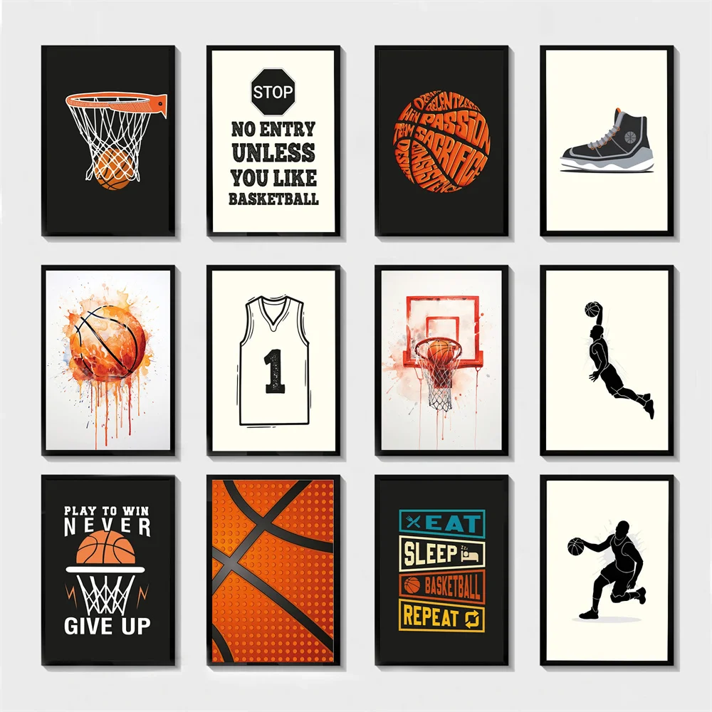 Basketball-themed Sports Decorations, Abstract Retro Images, Inspirational Quotes, Home and Sports Field Decorations