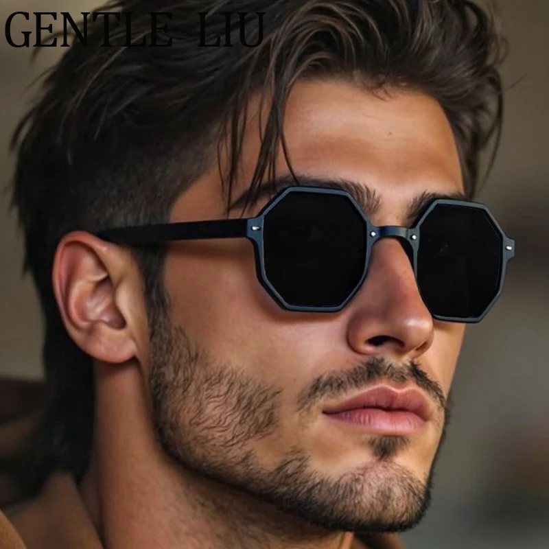 Steampunk Square Punk Sunglasses Men 2026 Luxury Brand Vintage Metal Frame Sun Glasses Polygon Eyewear Driving Shades UV400