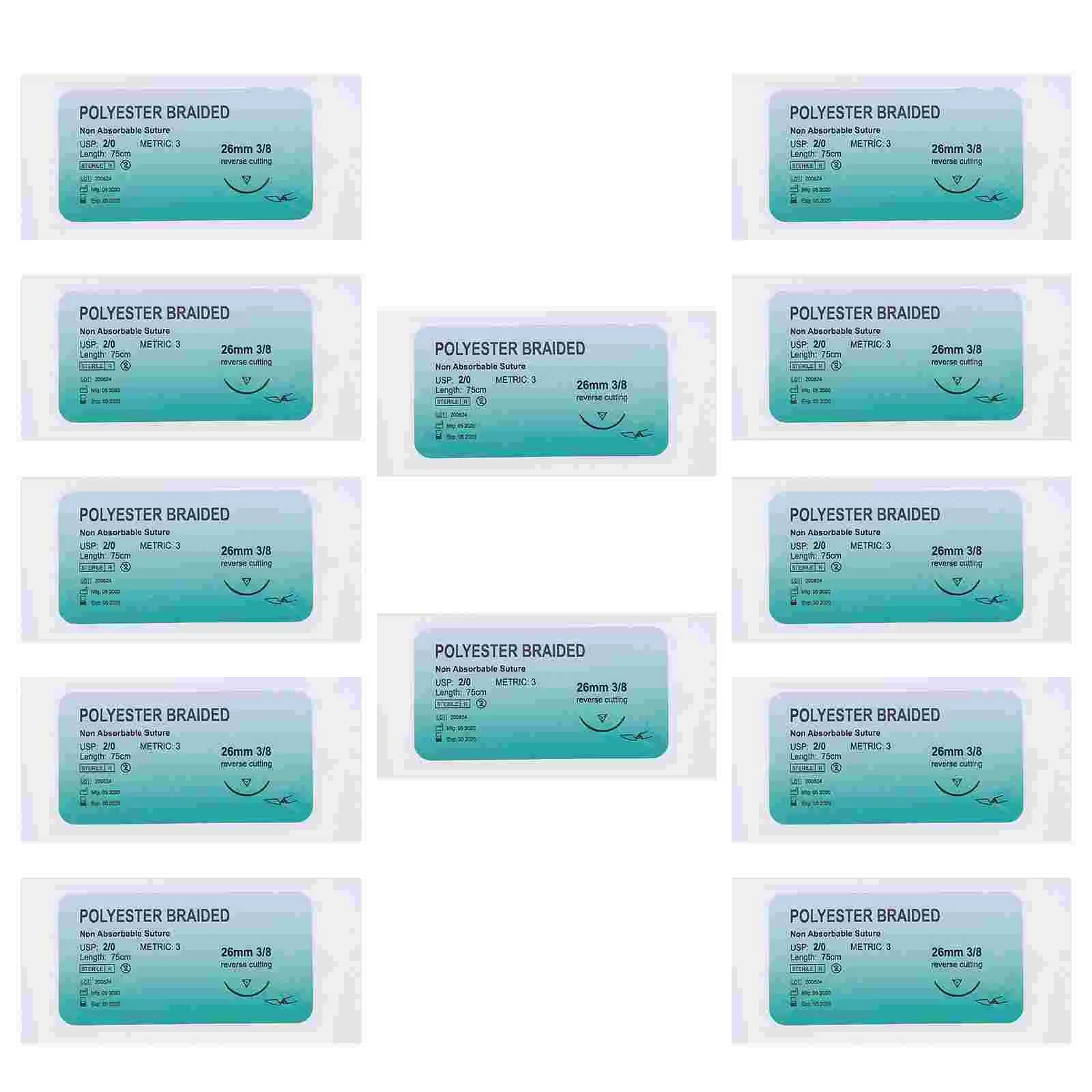 12 Pcs Suture Needle Thread Threads Practice Equipment Monofilament Kit Suite Device Suturing