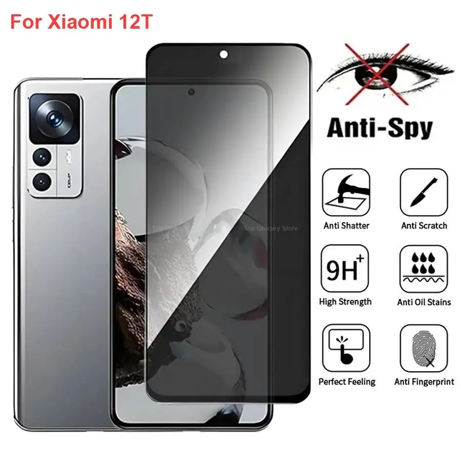 

Tempered Glass For Xiaomi 12T Anti Spy Privacy Protector Compatible For For Xiaomi12t Full Cover Screen Phone Film