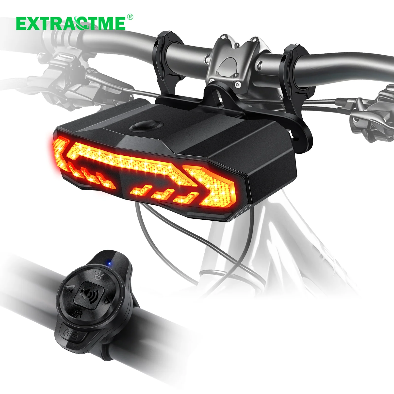 Extractme 110dB Smart Bike Lights with Turn Signals USB Rechargeable Bike Headlight & Bike Horn for Mountain Bike Ebike Safety