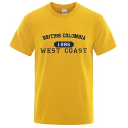 British Columbia 1886 West Coast Letter Print T-Shirt Male Fashion Cotton T-Shirts Hip Hop Oversize Tshirt Casual Goth T-Shirts