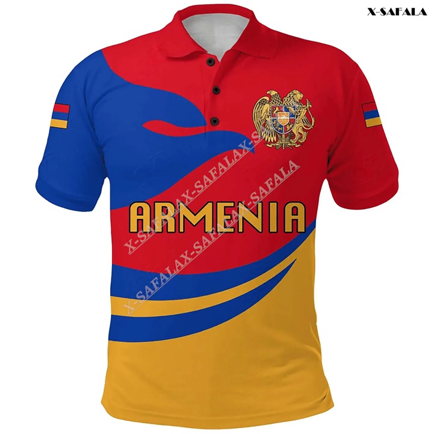 

Armenia Flag Coat Of Arms Custom Name 3D Print Polo Shirt Men Collar Short Sleeve StreetWear Summer Tops Shirt