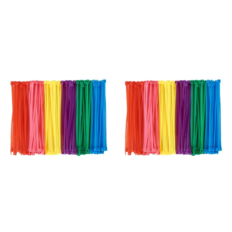 

A59Z-1200 Pieces (200 Per Color) Small Colored Zipper Ties 4Inch Multicolor Zipper Ties For Decorating Mesh Garland Supplies