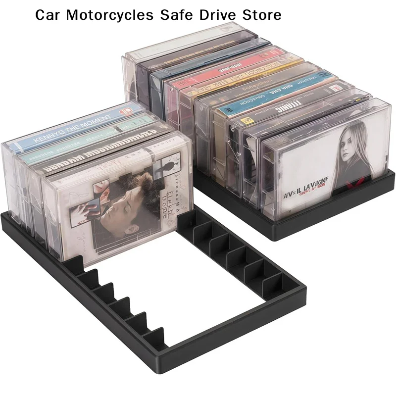 【CM】1Pcs Black Plastic Cassette Tape Holder Box With Magnetic Closure Large Capacity Compact Organizer Stores Up To 10 Tapes