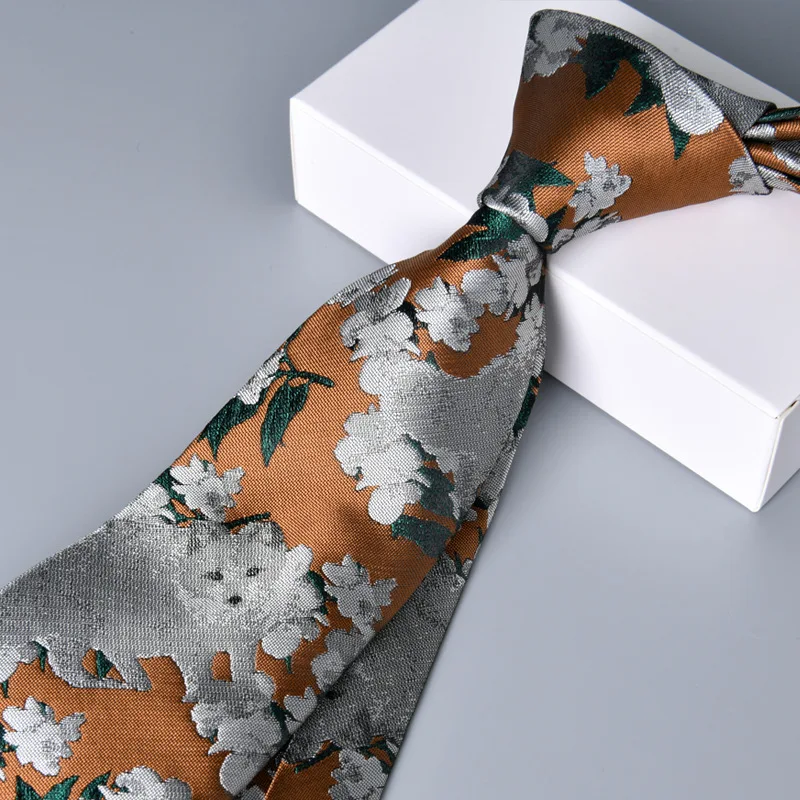 krawat męski luksusowe krawaty vintage corbata flores slim krawaty męskie gravata masculino 7cm krawaty w kwiaty cravate brązowy srebrny