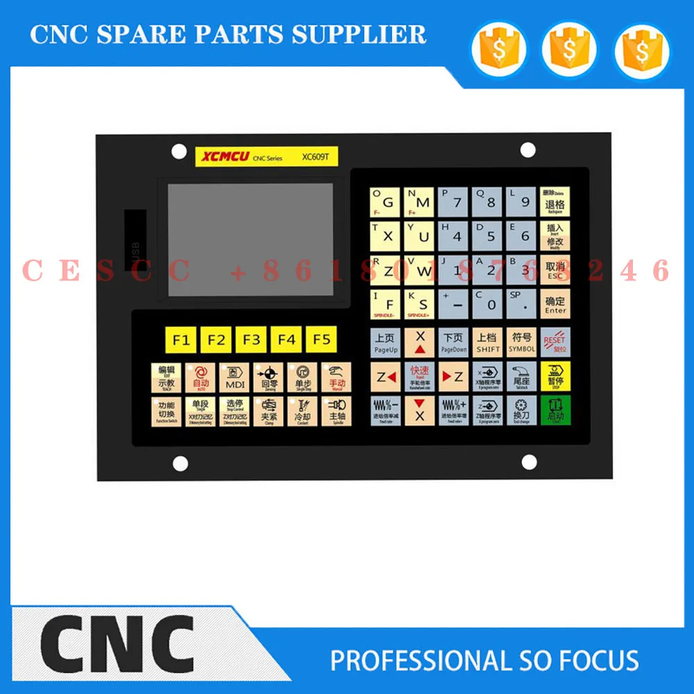 Offline CNC controller 2-axis lathe motion control system XC609T stepper servo motor G code outer circle, end face, groove, arc,