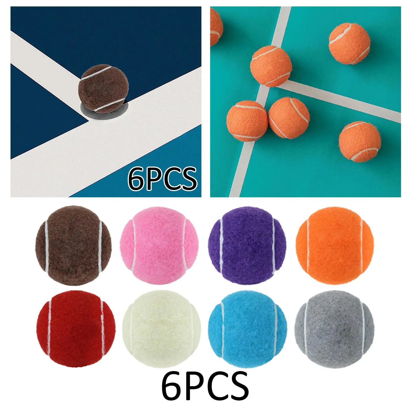 

6Pcs Tennis Balls Practicing Professional 2.52" Dia Elastic Balls for Entertainment Playing with Dogs Sports Outdoor Activities