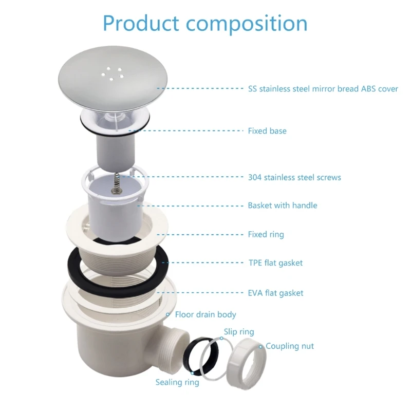 Contemporary Shower Waste Trap Durable Shower Trap Functional & Easy to Install Floor Strain for Standard Shower Trays Dropship