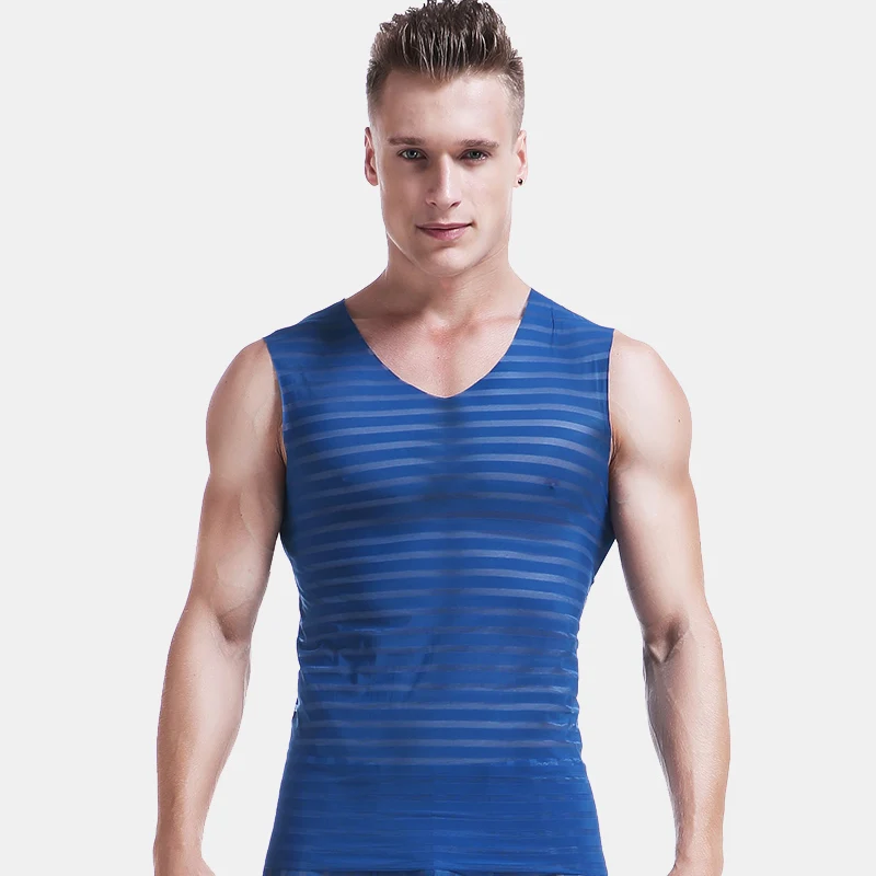 Men's vest, thin fitness exercise, ice thread seamless tight sleeveless T-shirt, wide-shoulder quick-drying undershirt