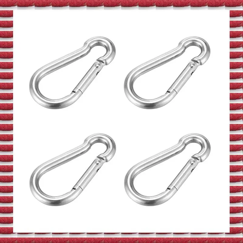 A97G 4Pcs M6 Spring Snap Hooks Heavy Duty Stainless Steel 304 Swing Set Accessories Fit For Gym,Camping,Traveling