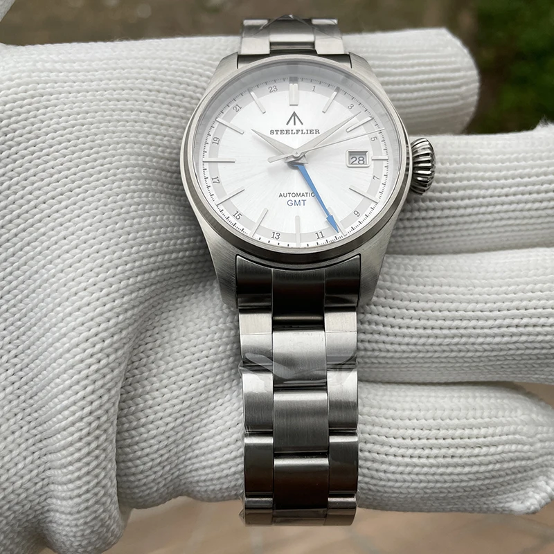 STEELDIVE Orologio GMT da uomo 39MM Orologio da polso meccanico automatico militare Diver 20Bar Zaffiro impermeabile NH34 Data