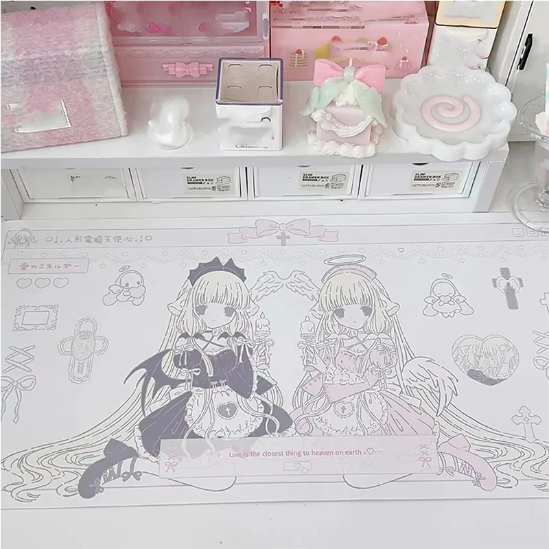 Sweet Lovely Anime Angel Girl PU Leather MousePad Office Desk Mat Mouse Pad Computer Speed Type Carpet Mat Player Laptop Keyboar
