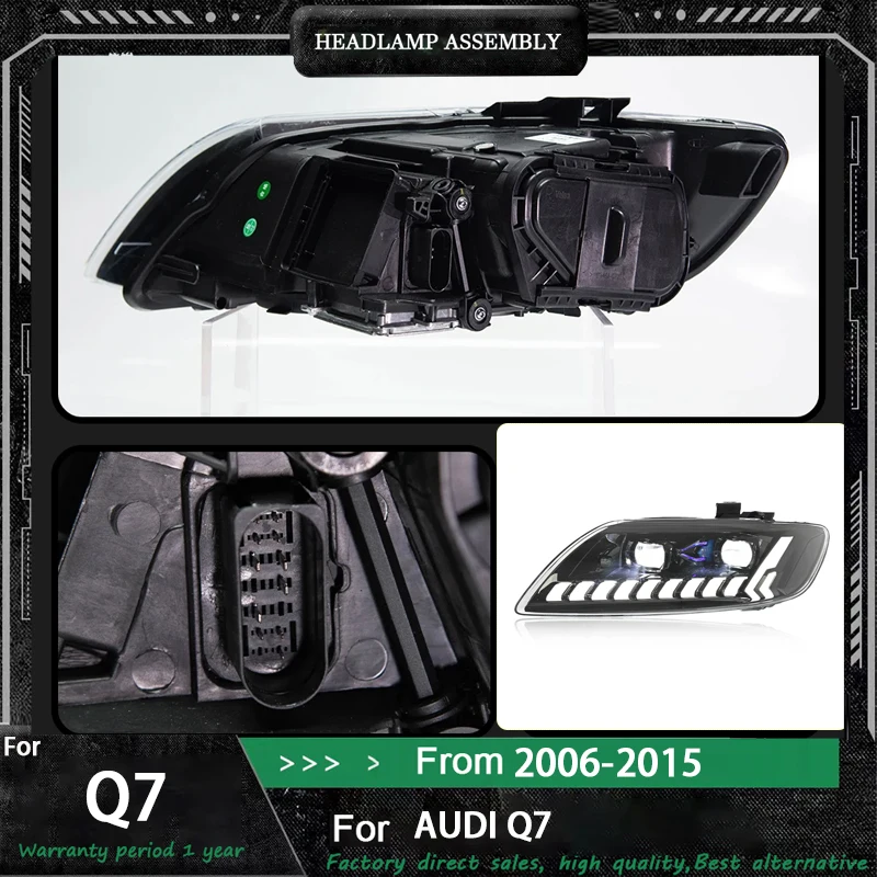 

Автомобильные светодиодные фары для Audi Q7 2006-2015, светодиодные фары в сборе, обновление DRL, последовательный янтарный указатель поворота, Plug and Play