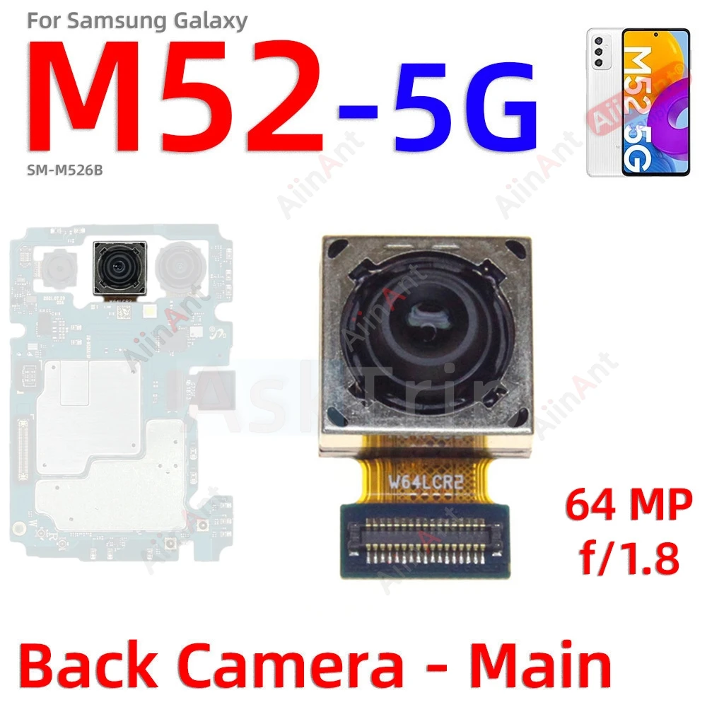 Macro Depth Wide Main Small Front Back Rear Camera Flex Cable For Samsung Galaxy M52 M62 M526B M625F 4G 5G