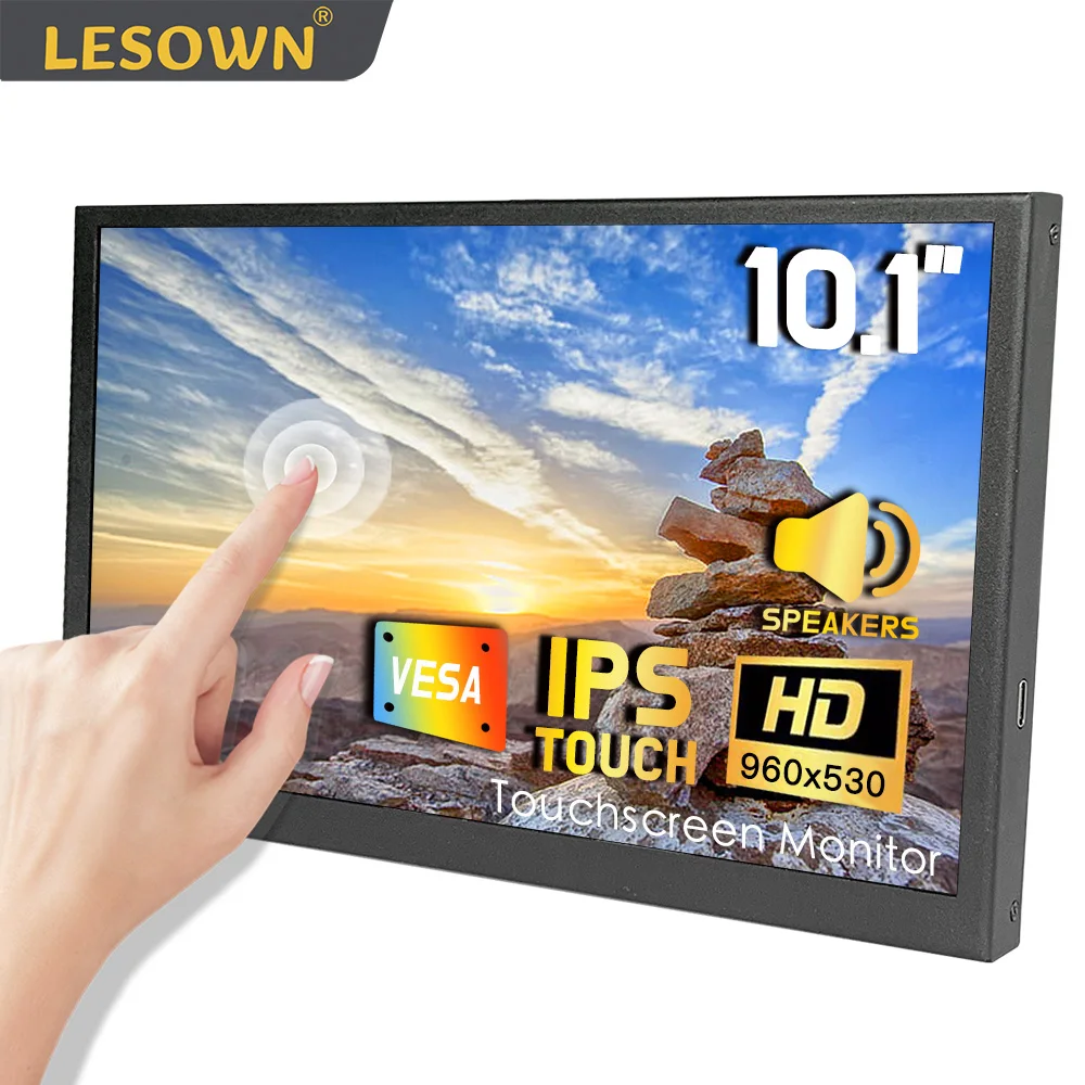 

LESOWN Plug-and-Play Secondary Monitor 10.1 Inch 1024x600 IPS Type C Portable Side Display for Windows 7/8/10 mac OS PC Laptop