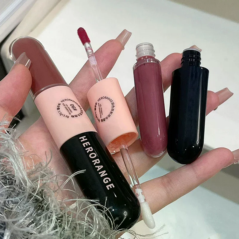 HERORANGE Two-Color Double-Ended Lip Glaze Velvet Matte Water-Gloss Mirror Double Texture Waterproof And Sweat-Proof Lipstick