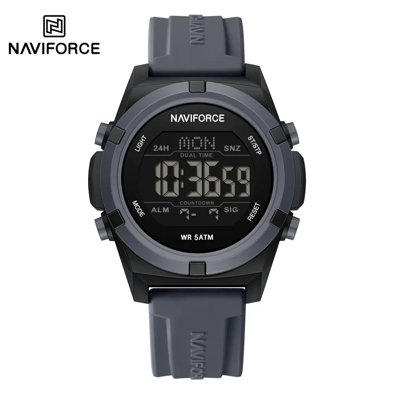 

NAVIFORCE NF7127 мужские электронные часы многофункциональные 5ATM будильник обратного отсчета воды силиконовый ремешок спортивные часы