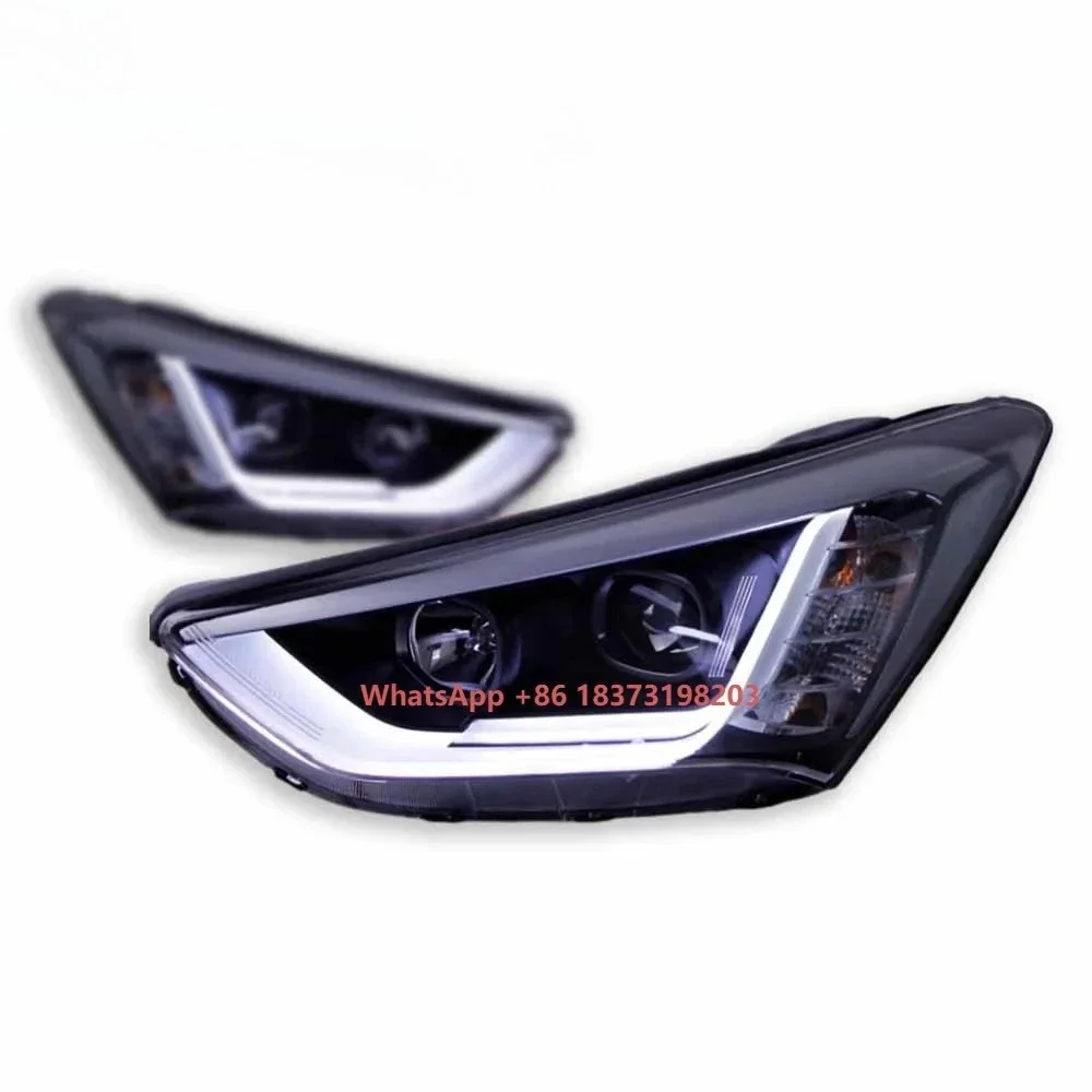 

2 PCS Car Lights LED Head Lamp for Sante FE IX45 2013 2014 2015 Headlights Assembly DRL Demon Eyes