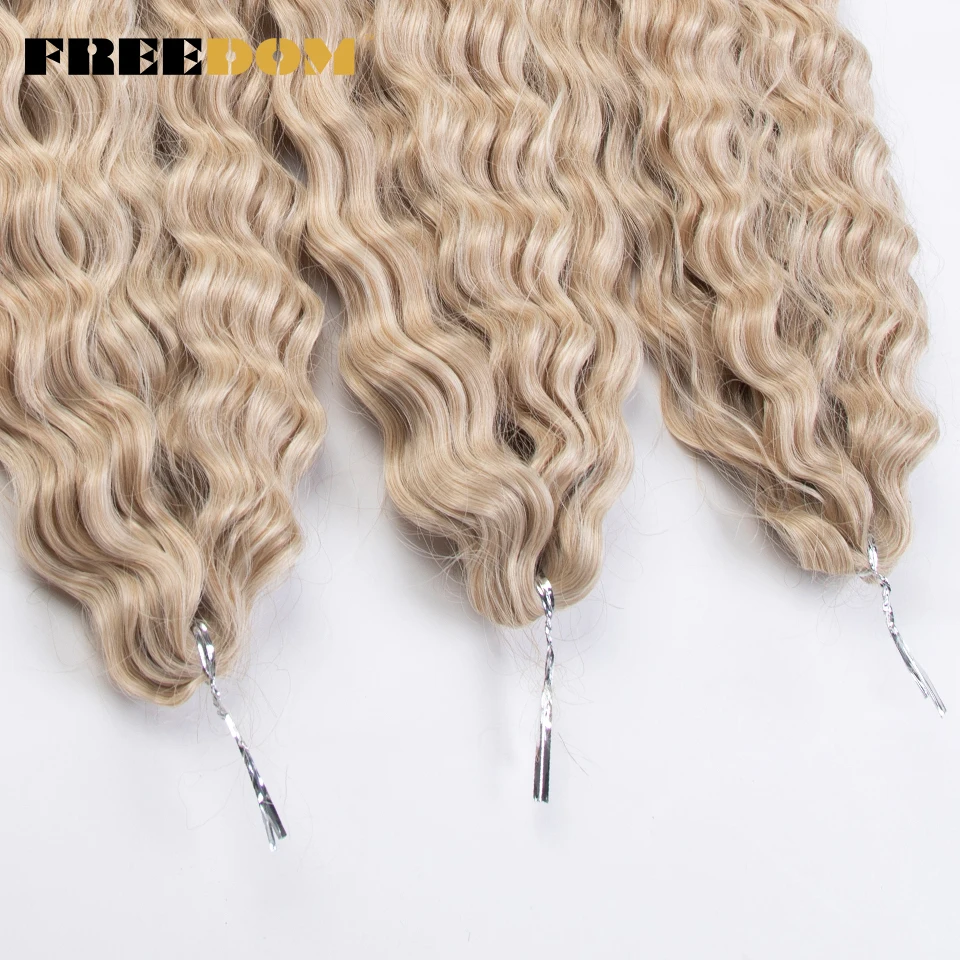 FREIHEIT Synthetische Twist Häkeln Lockiges Haar Ariel Wasser Welle Braid Haar Ombre Blonde Braun Grün Blau Flechten Haar Verlängerung