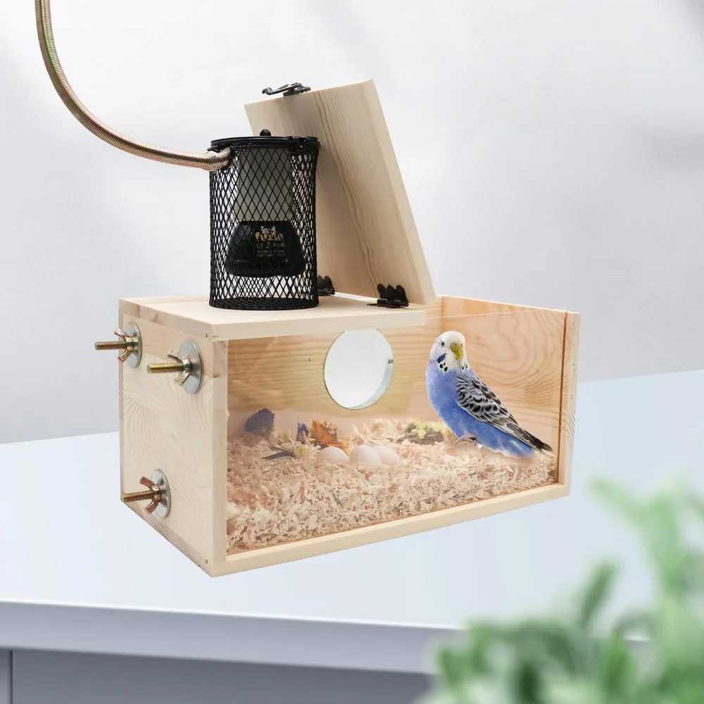 Ceramic Bird House Incubator with Heating Light, Nest Box, Birdcage Accessories, Suitable for Parrots, 75W