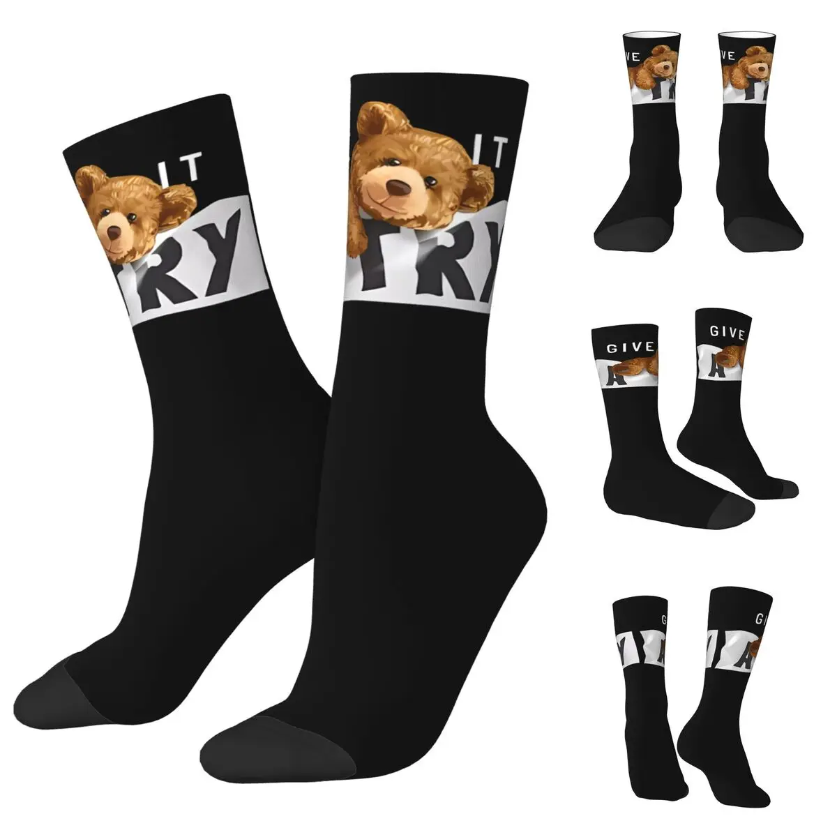 Teddy Bear Men and Women printing Socks,fashion Applicable throughout the year Dressing Gift