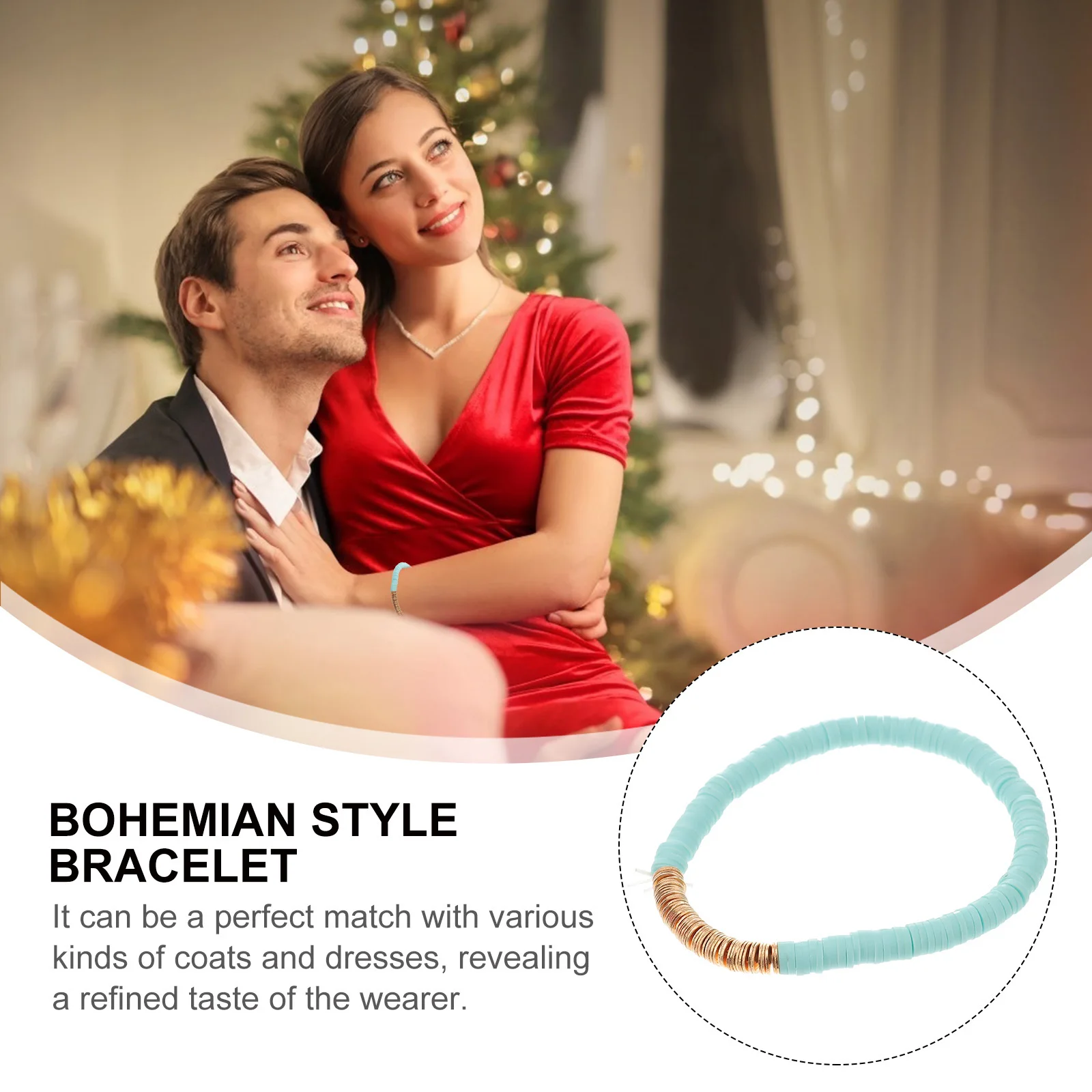 لينة الطين سوار ملون مطاطا المعصم سلسلة اليدوية البوهيمي نمط بوليمر كلاي مجوهرات للنساء ملابس الشاطئ الطرف #6