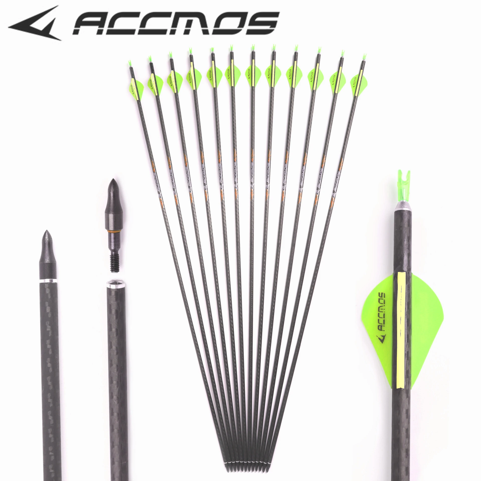 

12pc ID6.2 Arrows Spine 250-500 Pure Carbon 3K Finished Arrows