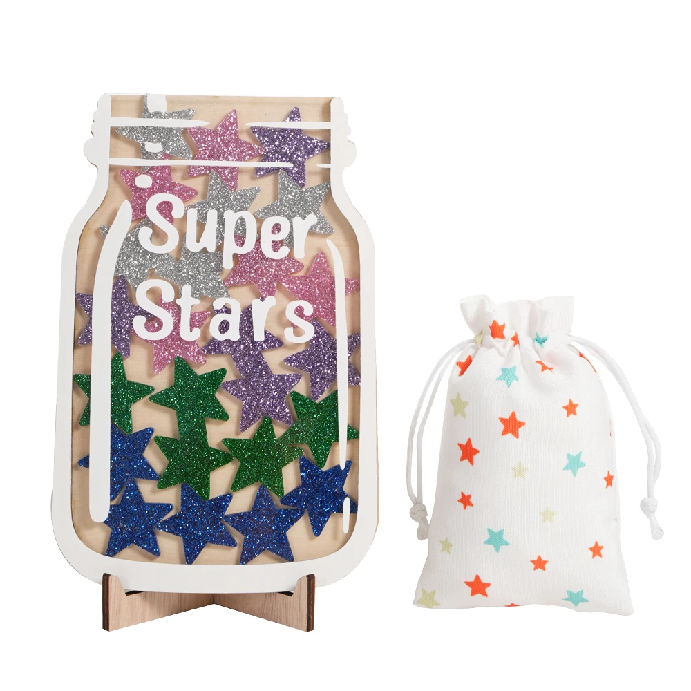 Rewards Jar Back To School With Glitter Star 25Tokens For Kids Responsibility Award Magnetic Incentive Classroom Chore Chart