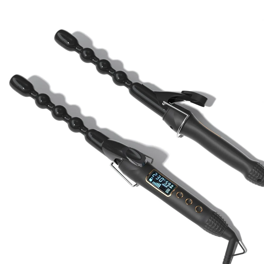 Ceramiczna spiralna lokówka tykwa lokówka głęboko kręcone włosy Styler loki magiczne lokówki do włosów koralik fala maszyna wyświetlacz LED