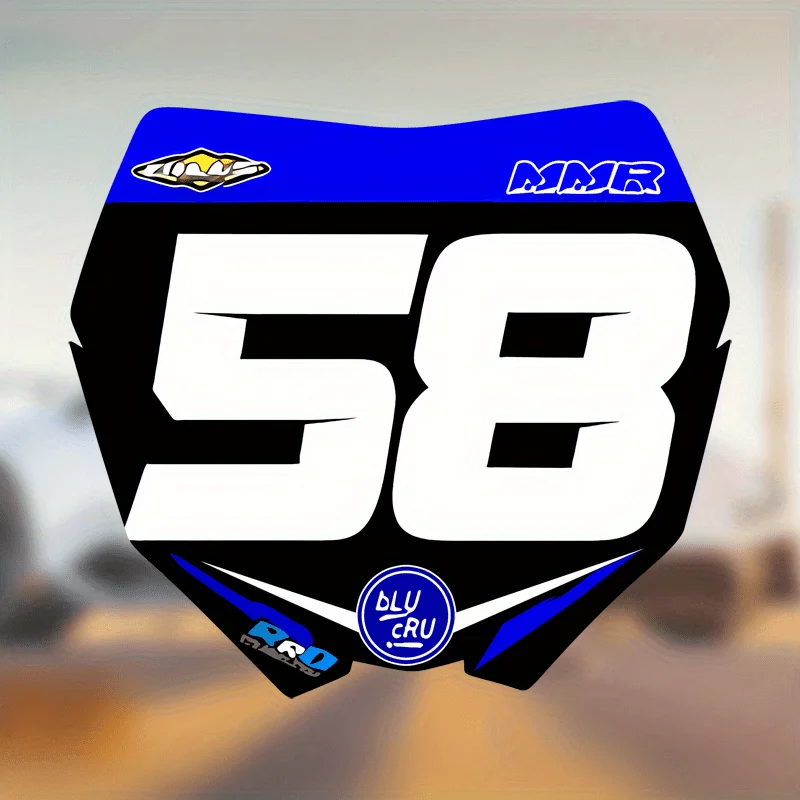 

1 шт. наклейка с номером для мотокросса 58 – синяя/черная водонепроницаемая виниловая наклейка для гонок на мотокроссовых мотоциклах