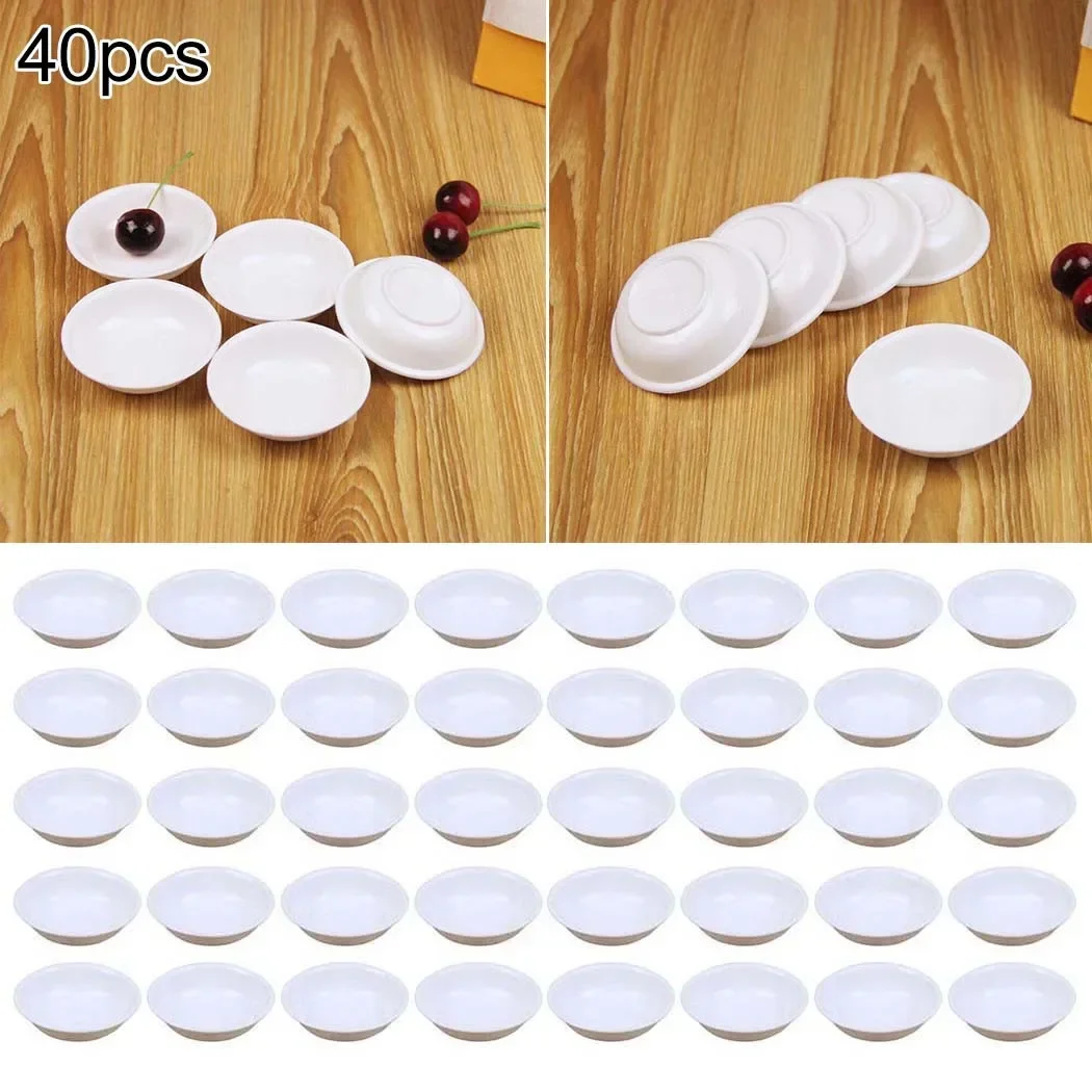 

Sauce Plate Ound Bowl Portable Seasoning Dish Soy Sauce Spice Bowl Vinegar Bowl White PP Plastic 40pcs Brand New