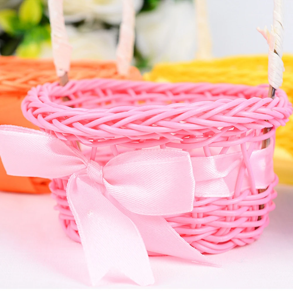 Portable Basket Feels Comfortable Adopt High-quality Plastic Rattan Material Late-model Hand-woven Rattan Flower Basket Knit