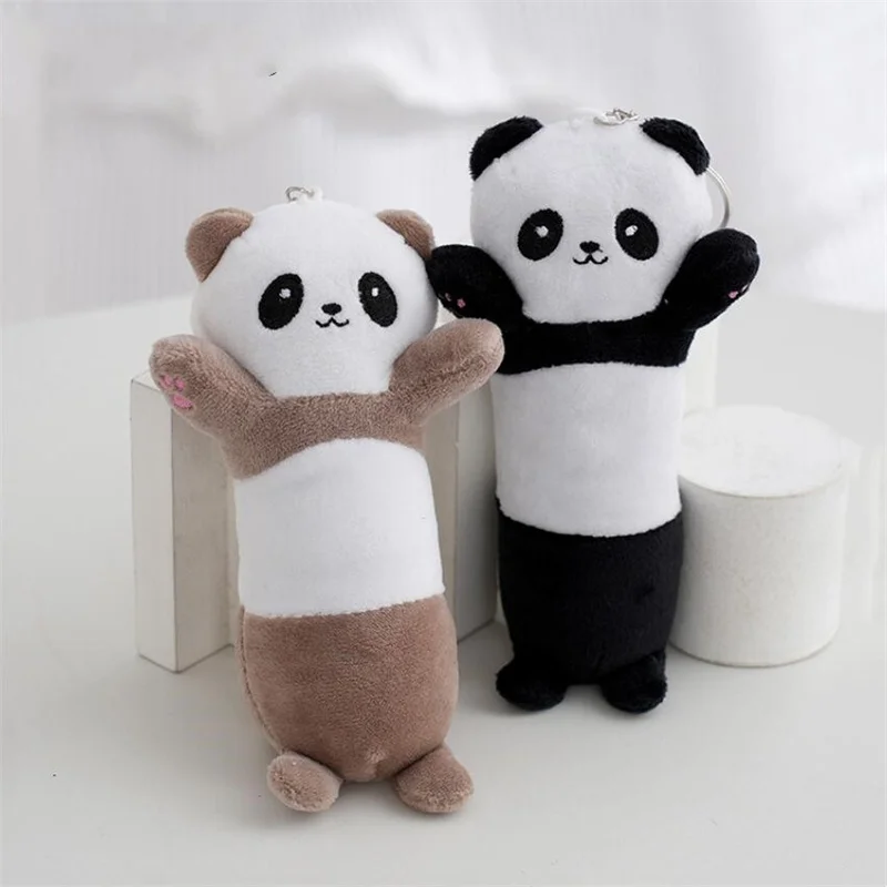 1PCS Cartoon Strip Panda Plush Toy Small Animal Doll Bag Pendant Keychain Holiday Birthday Gift Girl 16cm 2 Color