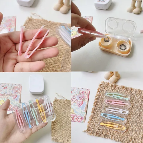 Imagen 2 del producto Pinzas y Palo de succión para lentes de contacto, herramienta especial, removedor de insertador, Mini caja de lentillas, Multicolor