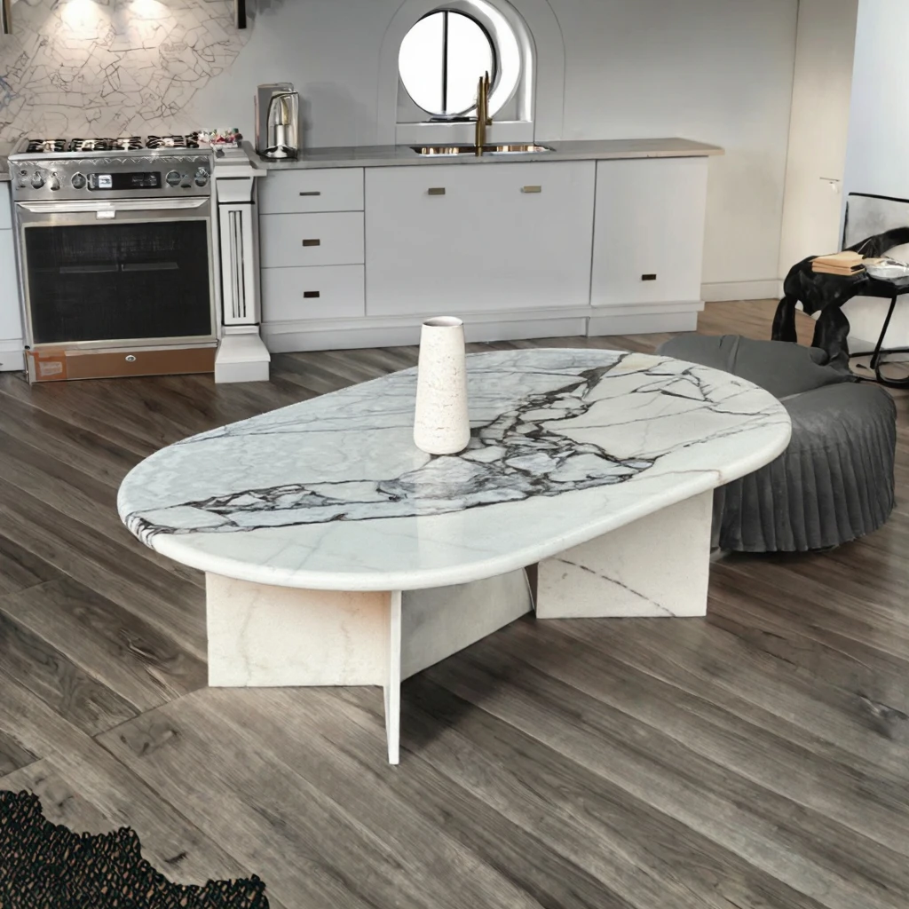 Low Plinth Side Table Natural Stone Elephant White Marble Coffee Table  for Livingroom for Outdoor Bathroom Kitchen Use